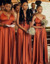 Charger l&#39;image dans la galerie, Spaghetti Straps Burnt Orange Bridesmaid Dresses