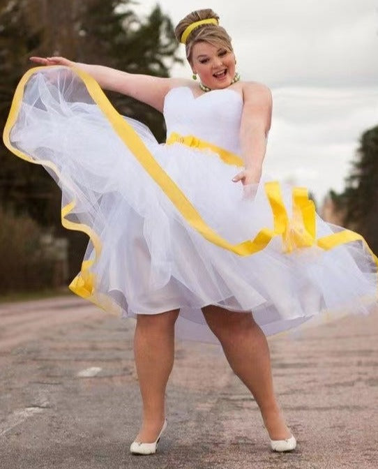 Plus size yellow dresses for clearance wedding