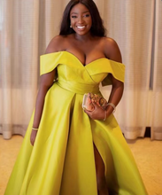 Load image into Gallery viewer, Yellow Plus Size Prom Dresses Off Shoulder