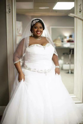 Plus Size Wedding Dresses Bridal Gown Sweetheart with Rhinestones PBD802