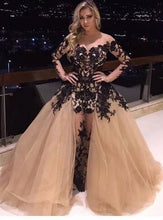 Laden Sie das Bild in den Galerie-Viewer, Prom Dresses with Black Lace Sleeves