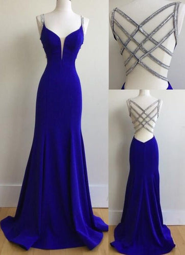 Royal Blue Sheath Long Prom Dresses Evening Dress