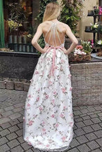 画像をギャラリービューアに読み込む, Spaghetti Straps Prom Dresses 3D Flowers Criss Cross Back