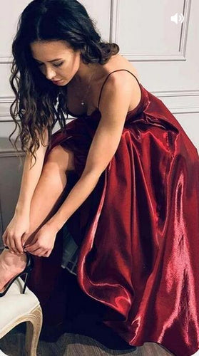 Burgundy Prom Dresses Long with Pockets