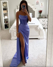 Load image into Gallery viewer, Strapless Lavender Prom Dresses High Slit for Women