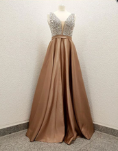 Load image into Gallery viewer, V Neck Prom Dresses with Sequins Beaded