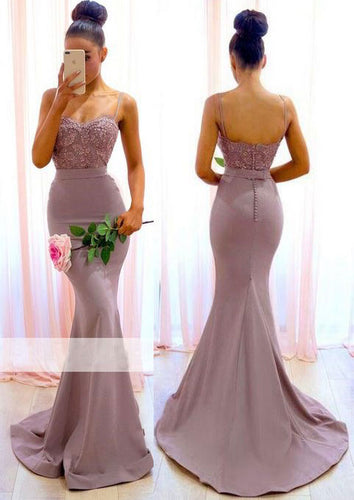 Spaghetti Straps Prom Dresses Evening Gown with Beaded