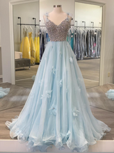 Charger l&#39;image dans la galerie, Prom Dresses Tulle with Pears Floor Length