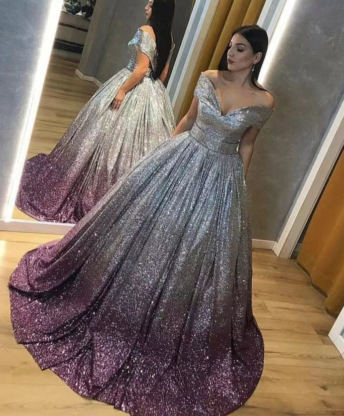 Off Shoulder Prom Dresses Gradient