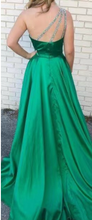 Load image into Gallery viewer, One Shoulder Green Prom Dresses