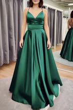 Load image into Gallery viewer, Green Prom Dresses Criss Cross Back