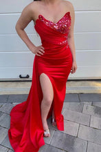 Load image into Gallery viewer, Sweetheart High Slit Prom Dresses with Sequins Beaded