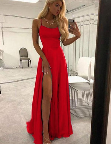 Halter Prom Dresses Evening Gown Slit
