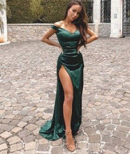 Load image into Gallery viewer, Off the Shoulder Slit Prom Dresses