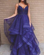 Charger l&#39;image dans la galerie, Sparkly Prom Dresses Spaghetti Straps Floor Length