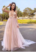 Load image into Gallery viewer, Prom Dresses Backless Tulle with 3D Flowers