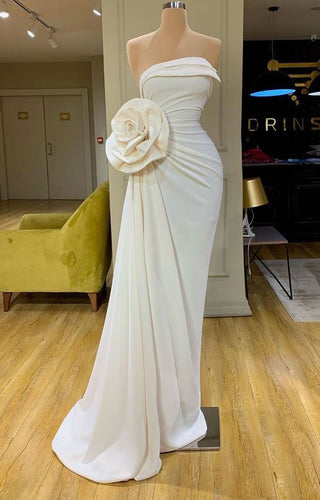 Prom Dresses Evening Gown with Big Handmade Flower