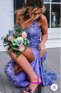 V Neck Slit Prom Dresses