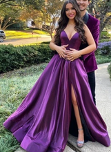 Load image into Gallery viewer, Purple Prom Dresses Spaghetti Straps