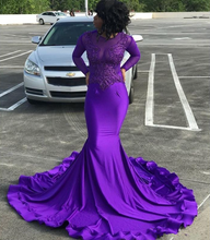 Load image into Gallery viewer, High Neck Mermaid Prom Dresses with Full Sleeves