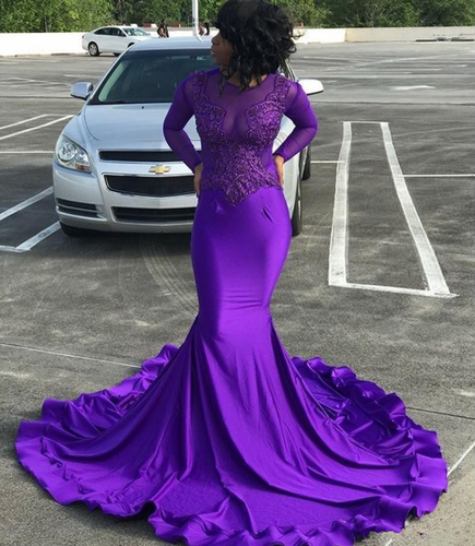 High Neck Mermaid Prom Dresses with Full Sleeves