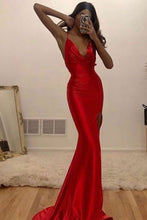 Cargar imagen en el visor de la galería, Elegant Slit Prom Dresses Spaghetti Straps Evening Gown