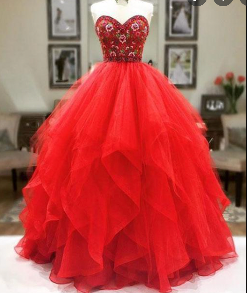 Ball Gown Prom Dresses with Embroidery
