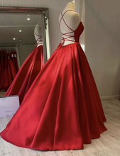 Load image into Gallery viewer, Red Prom Dresses Criss Cross Floor Length