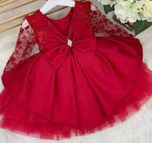 V Back Flower Girl Dresses with Bownot