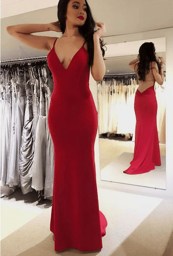 Backless Mermaid Prom Dresses Spaghetti Straps