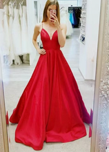 Load image into Gallery viewer, Straps Prom Dresses Floor Length Satin