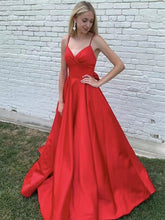 Load image into Gallery viewer, Red Prom Dresses Spaghetti Straps with Bowknot