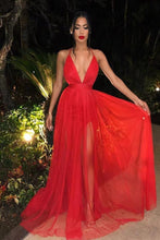 Charger l&#39;image dans la galerie, Red Prom Dresses Under 100 with Slit