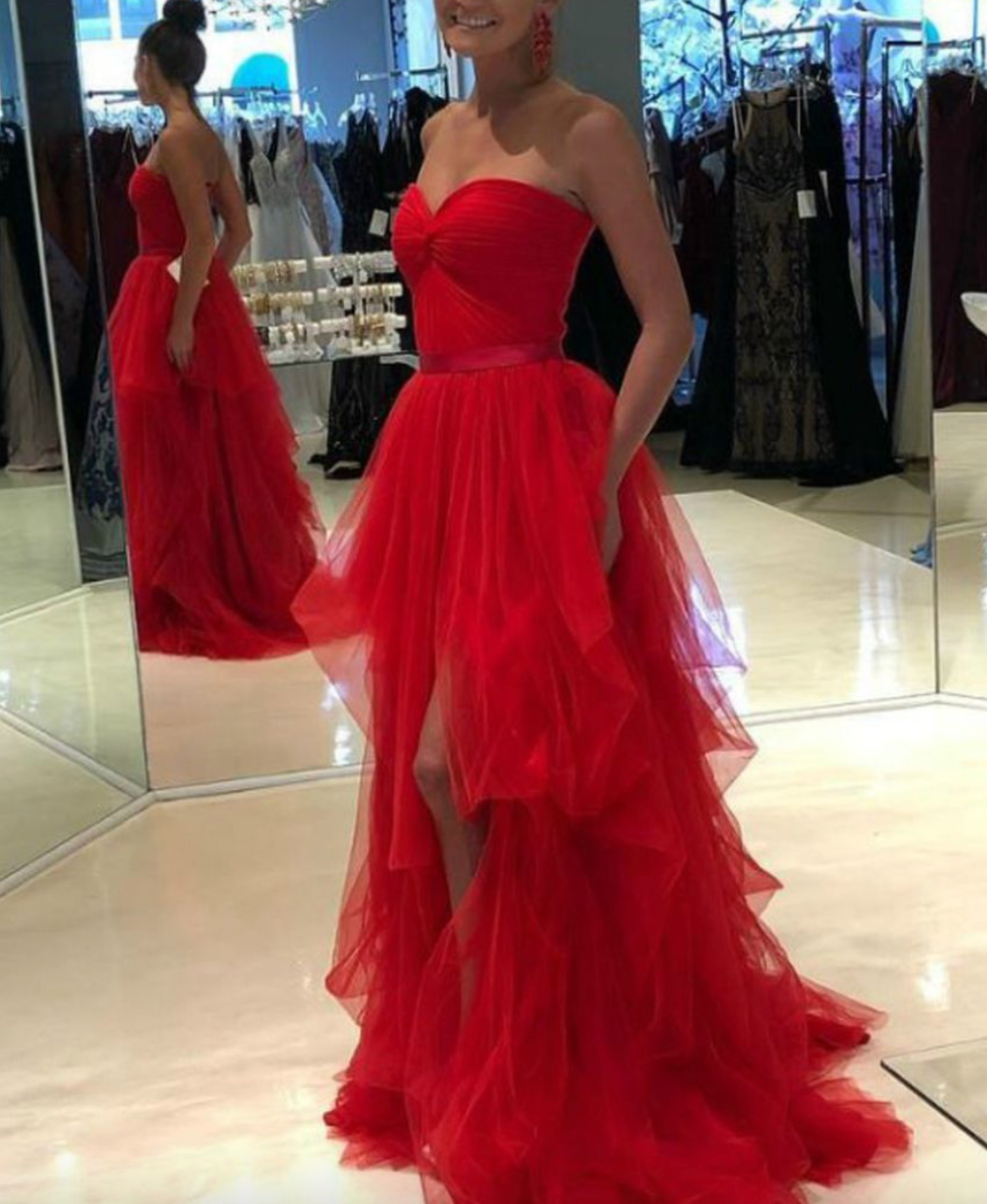 Sweetheart Prom Dresses Red Hi Low