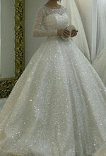 Load image into Gallery viewer, Sparkly Wedding Dresses Birthday Gowns Pageant Dress with Long Sleeves