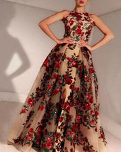 Carica l&#39;immagine nel visualizzatore di Gallery, Rose Floral Prom Dresses Slit Side