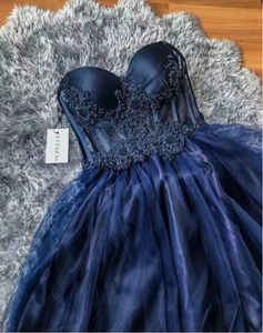 Strapless Prom Dresses with Appliques Beads