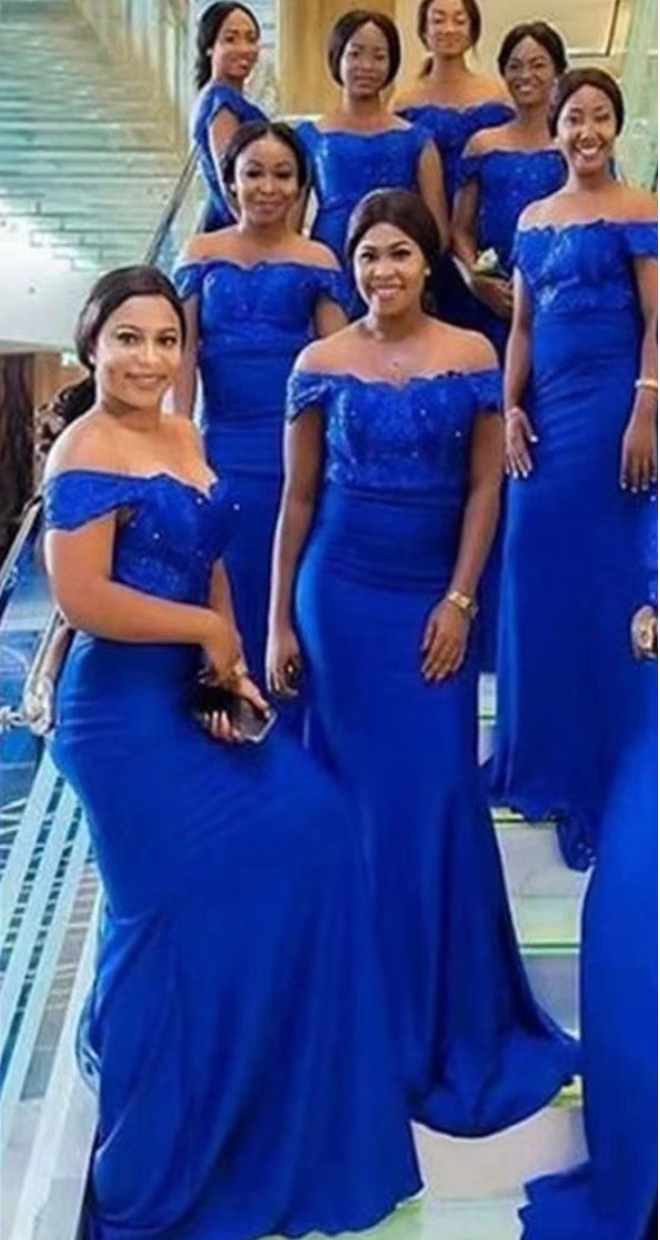 Royal Blue Bridesmaid Dresses Off Shoulder