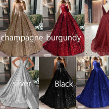 Charger l&#39;image dans la galerie, V Neck Prom Dresses Sparkly Sequins Long