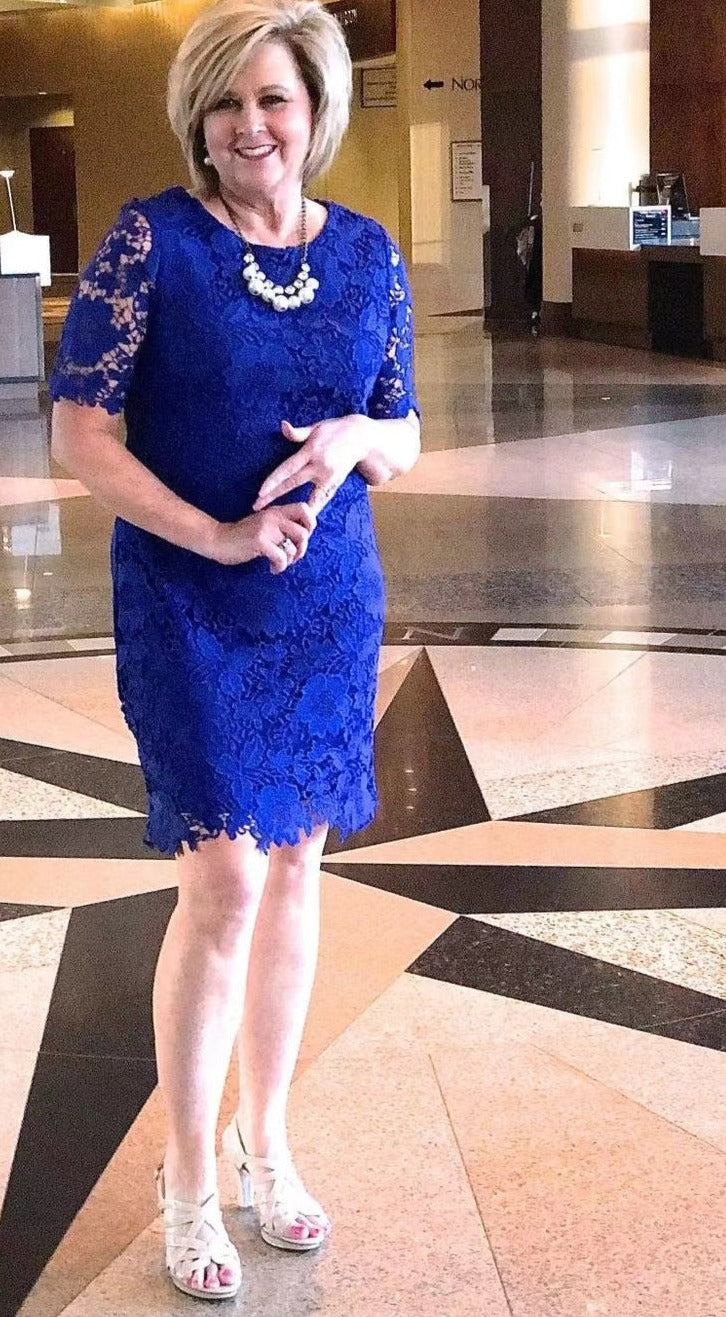 Royal Blue Lace Mother of the Bride Dresses Lace