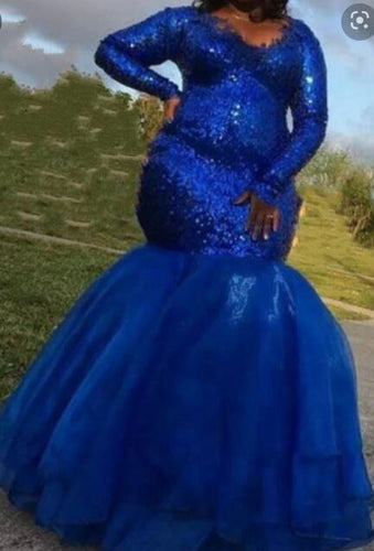 Royal Blue Plus Size Prom Dresses Mermaid/Trump