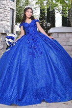 Charger l&#39;image dans la galerie, Sparkly Off Shoulder Prom Dresses Birthday Gown with Handmade Flowers