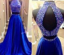 Load image into Gallery viewer, Two Piece Prom Dresses Slit with Rhinestones