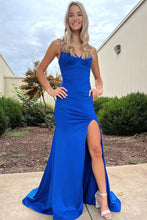 Charger l&#39;image dans la galerie, Royal Blue Slit Side Prom Dresses