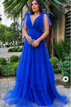 Load image into Gallery viewer, Royal Blue Prom Dresses V Neck Tulle