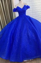 Cargar imagen en el visor de la galería, Off the Shoulder Royal Blue Prom Dresses Birthday Gown