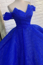 Cargar imagen en el visor de la galería, Off the Shoulder Royal Blue Prom Dresses Birthday Gown