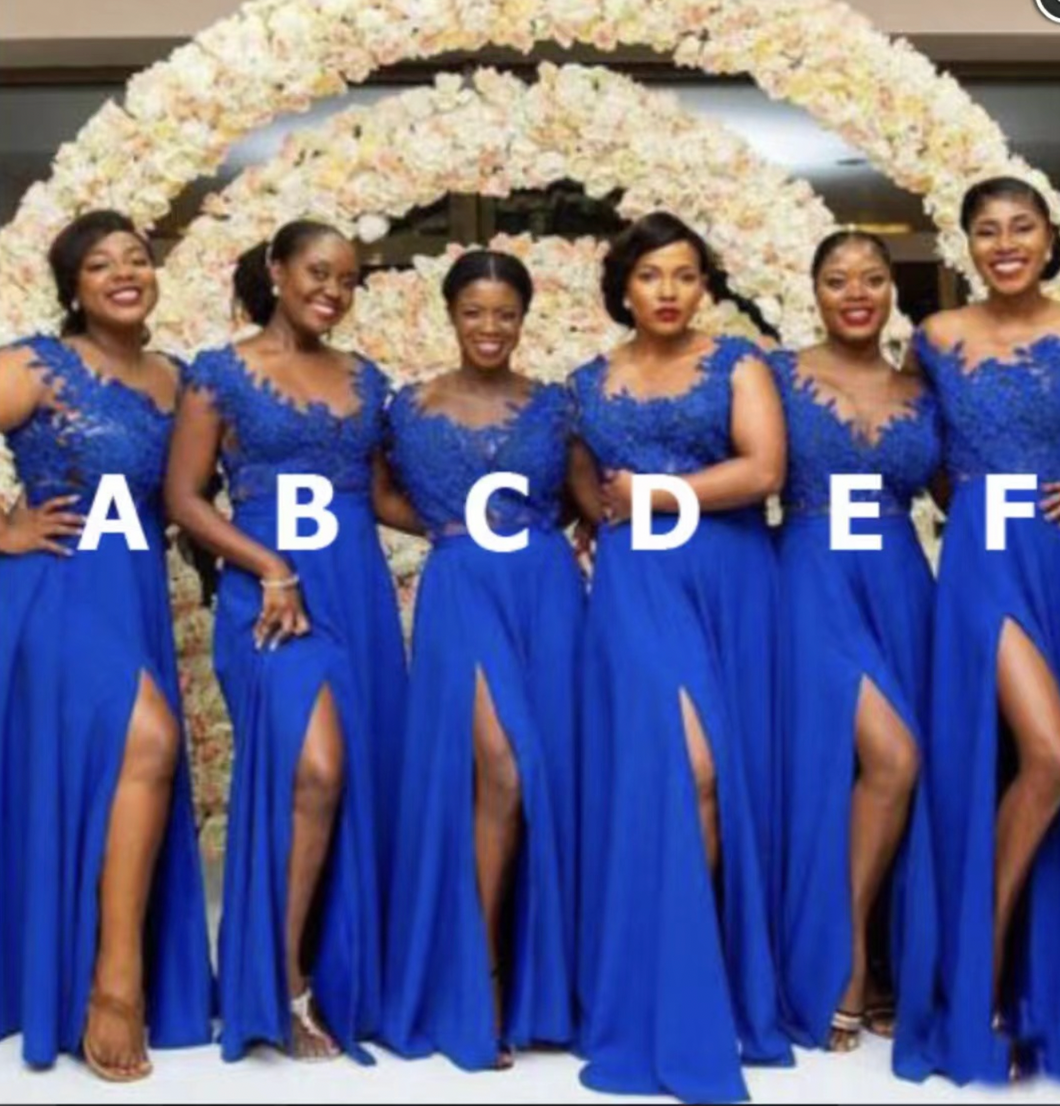 Royal Blue Bridesmaid Dresses Slit Side