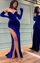 Charger l&#39;image dans la galerie, Royal Blue Prom Dresses High Slit