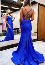 Charger l&#39;image dans la galerie, Royal Blue Prom Dresses Criss Cross Mermaid